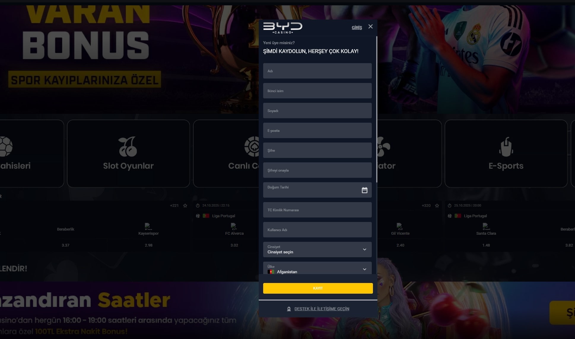 bydcasino kayıt ol
